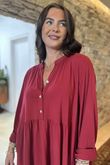 Made in Italy Donegal Cotton Jersey Smock Dress Burgundy